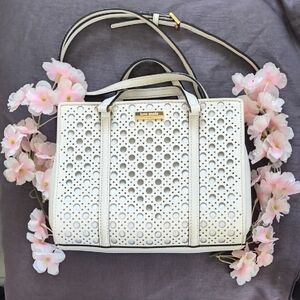 Kate Spade White Perforated Satchel/Crossbody